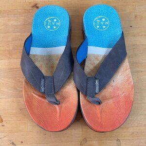 Maui & Sons Men's Size 7 Flip Flops Comfortable Beach Sandals Brown straps